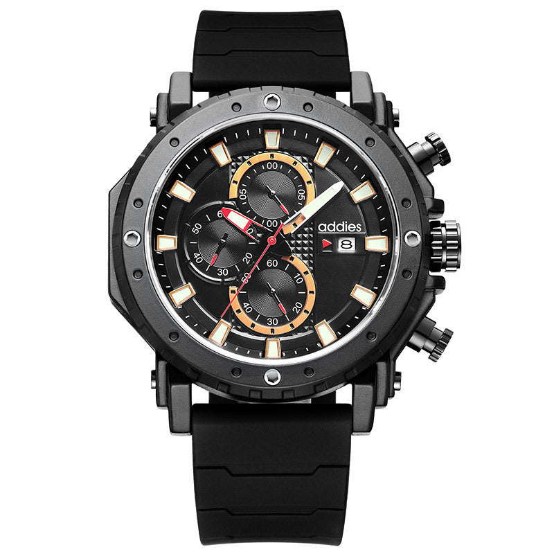 Multifunctional Luminous Waterproof Calendar Three Eyes Six Needles Watch