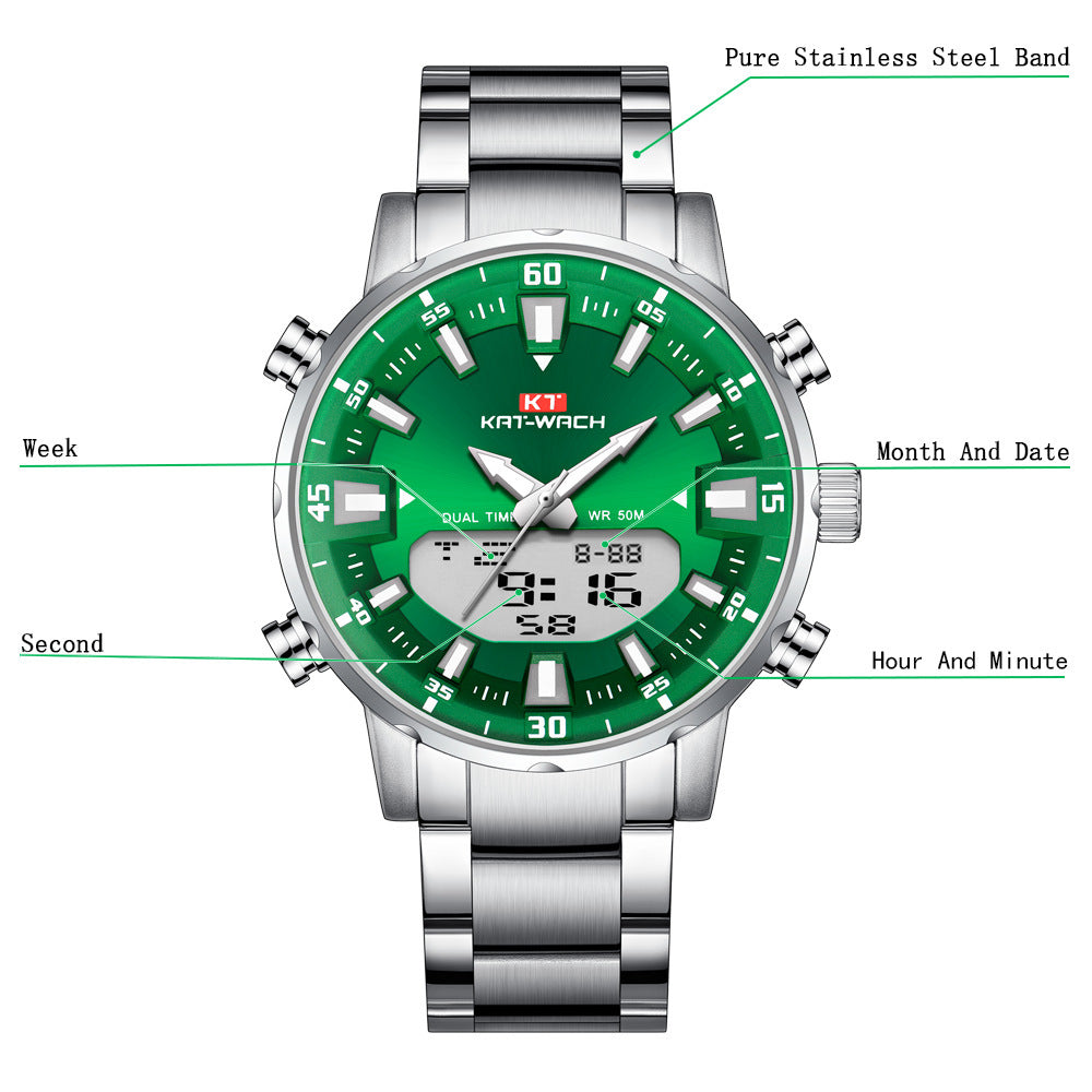 Dual Movement Luminous Large Dial Watch