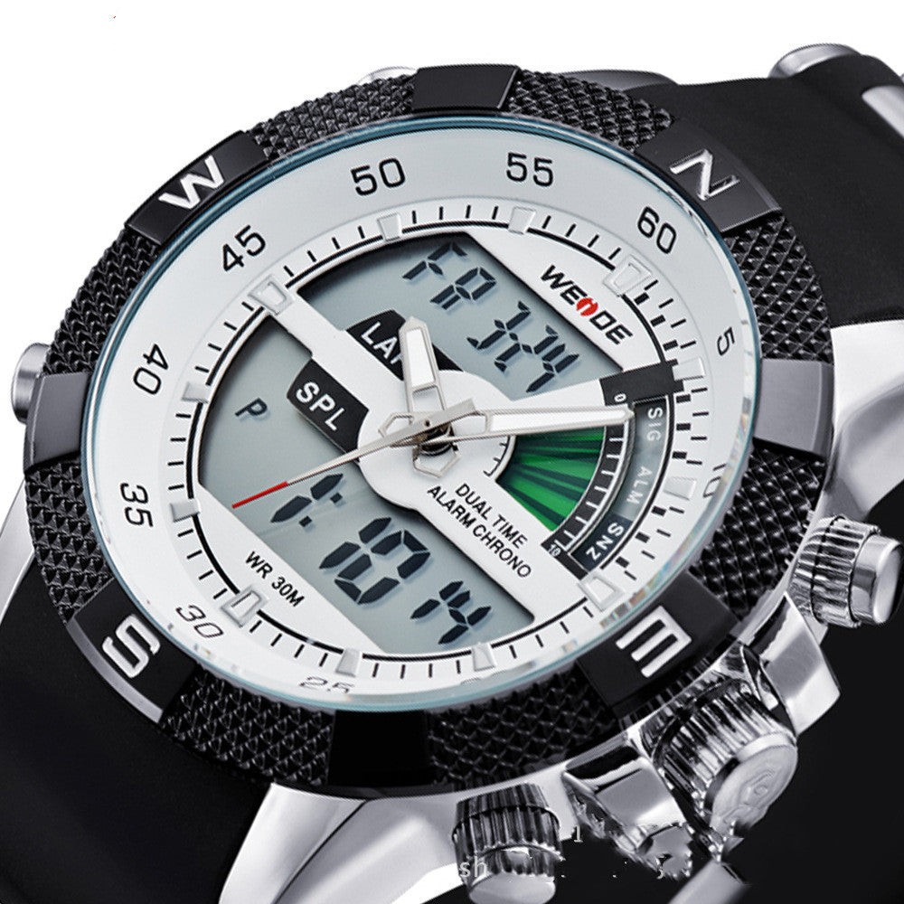 Dual Display Electronic Men's Sports And Leisure Silica Gel Band Quartz Watch