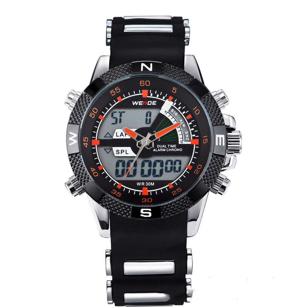 Dual Display Electronic Men's Sports And Leisure Silica Gel Band Quartz Watch