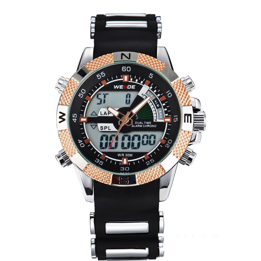 Dual Display Electronic Men's Sports And Leisure Silica Gel Band Quartz Watch