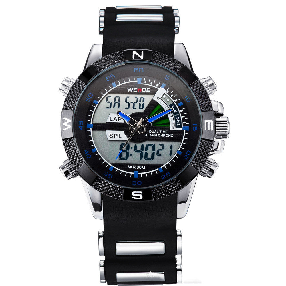 Dual Display Electronic Men's Sports And Leisure Silica Gel Band Quartz Watch