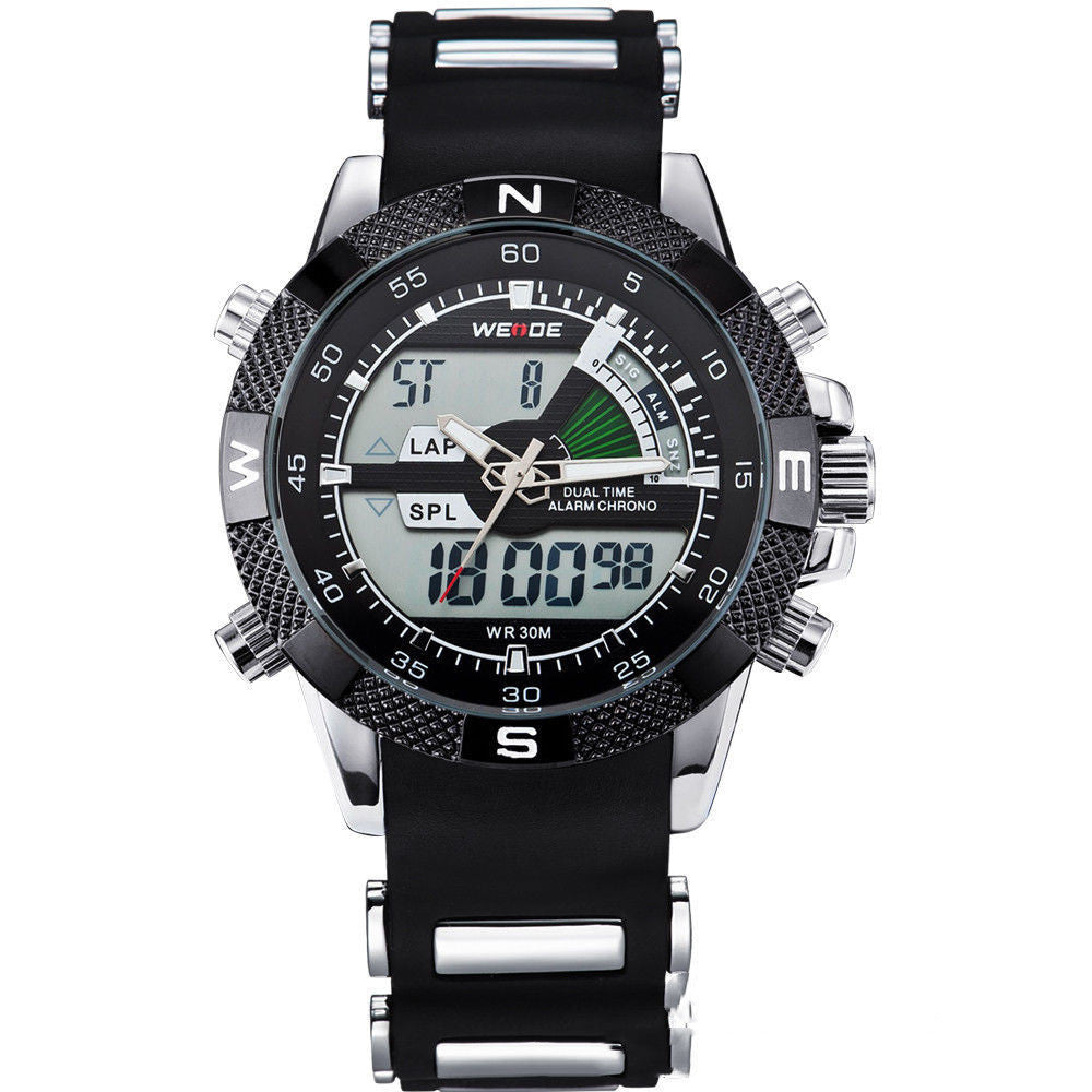 Dual Display Electronic Men's Sports And Leisure Silica Gel Band Quartz Watch