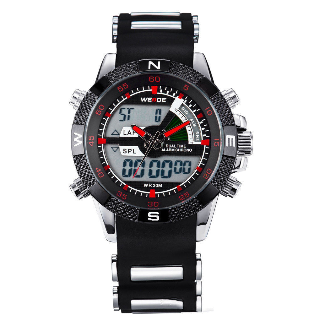 Dual Display Electronic Men's Sports And Leisure Silica Gel Band Quartz Watch