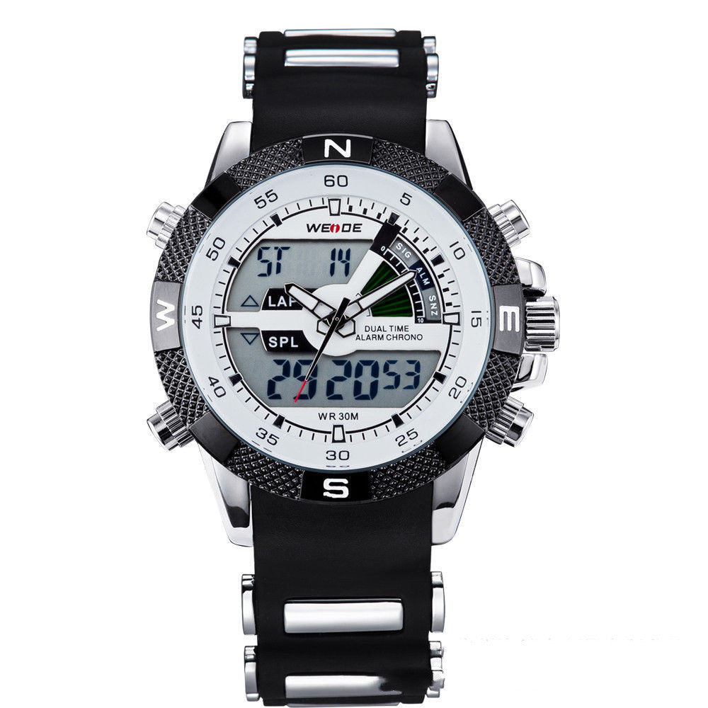 Dual Display Electronic Men's Sports And Leisure Silica Gel Band Quartz Watch