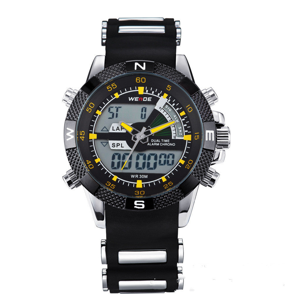 Dual Display Electronic Men's Sports And Leisure Silica Gel Band Quartz Watch