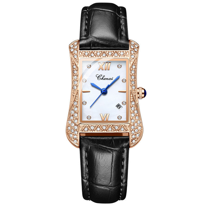 Reloj de pulsera para mujer marca CHENXI con esfera irregular y diamantes