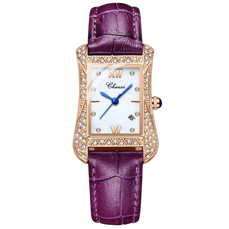 Reloj de pulsera para mujer marca CHENXI con esfera irregular y diamantes