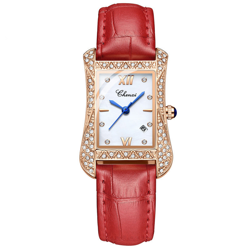 Reloj de pulsera para mujer marca CHENXI con esfera irregular y diamantes