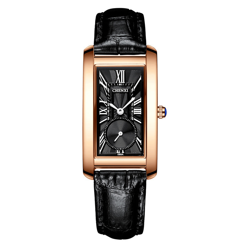 Reloj nuevo de lujo para mujer, reloj rectangular de cuero resistente al agua para mujer