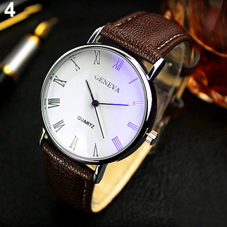 Reloj de cuarzo de marca para hombre, reloj de negocios, estilo Blu-ray, romano, literal, de moda