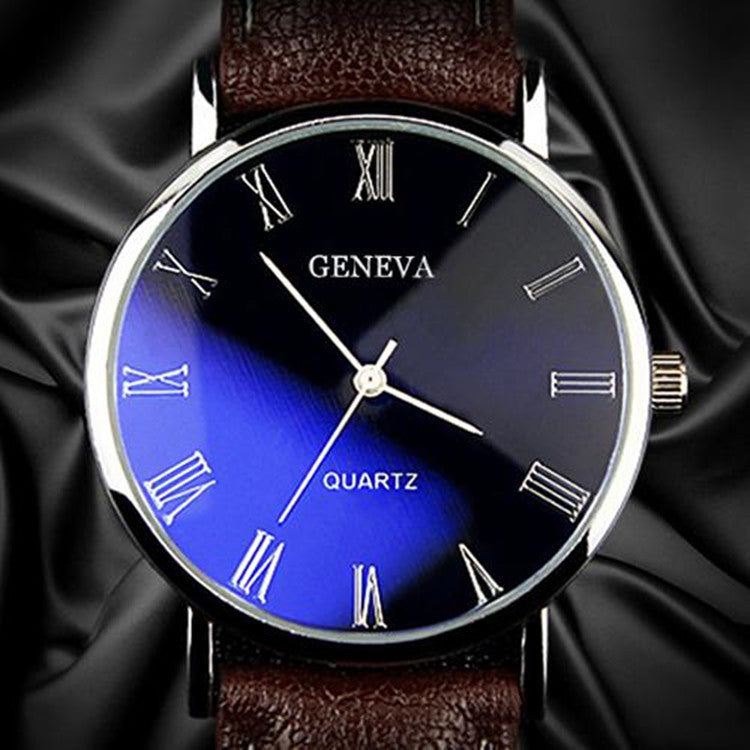 Reloj de cuarzo de marca para hombre, reloj de negocios, estilo Blu-ray, romano, literal, de moda