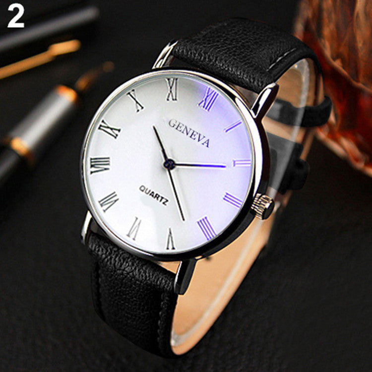 Reloj de cuarzo de marca para hombre, reloj de negocios, estilo Blu-ray, romano, literal, de moda