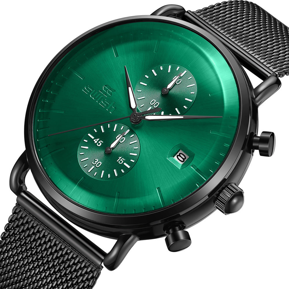 Waterproof Sports Mesh Belt Men's Round Watch