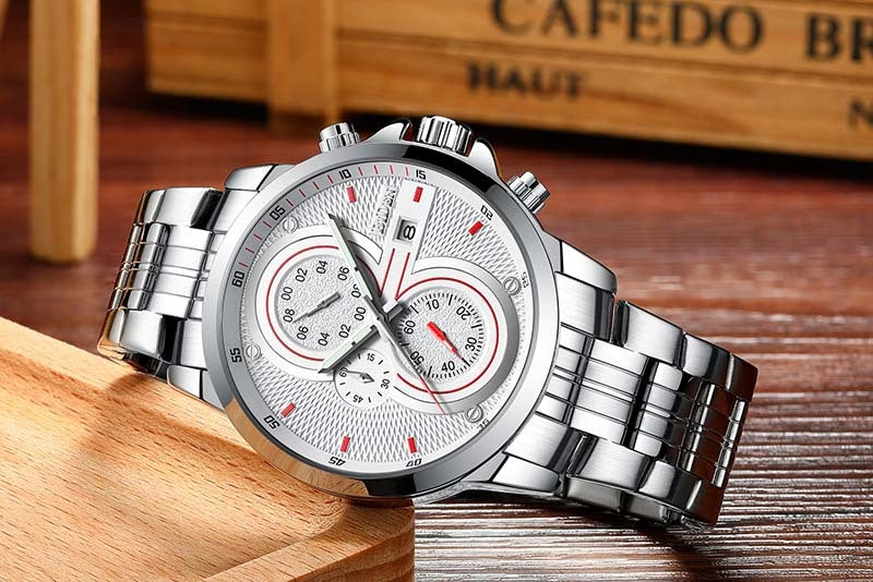 New Men's Business Fashion Stainless Steel Band Quartz Watch