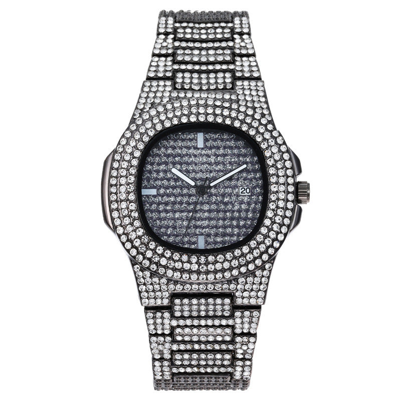 Relojes para hombre, marca de lujo, moda, reloj de cuarzo con fecha y diamantes