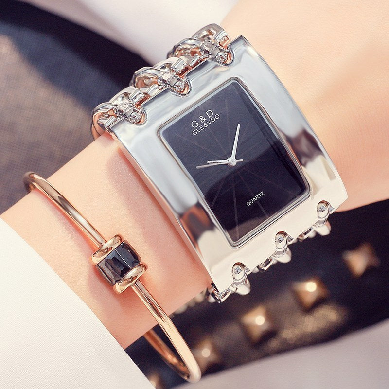 Reloj de cuarzo analógico para mujer con correa de acero inoxidable de marca de lujo, reloj de pulsera informal para mujer