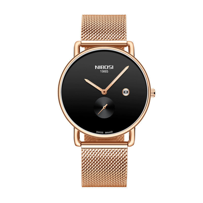 Reloj para hombre, ultrafino, luminoso, resistente al agua, correa de acero inoxidable, reloj de cuarzo para hombre
