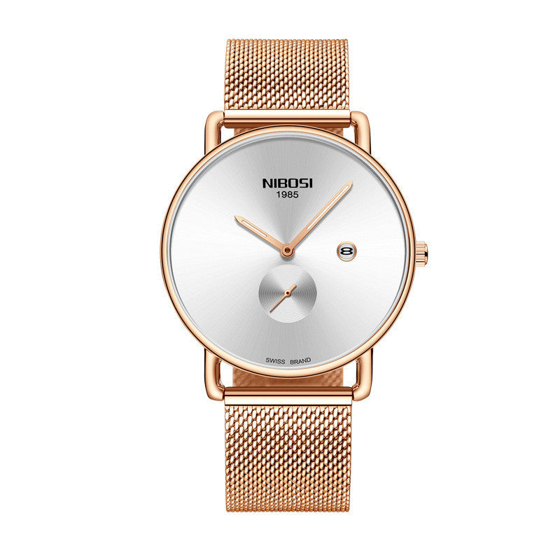 Reloj para hombre, ultrafino, luminoso, resistente al agua, correa de acero inoxidable, reloj de cuarzo para hombre