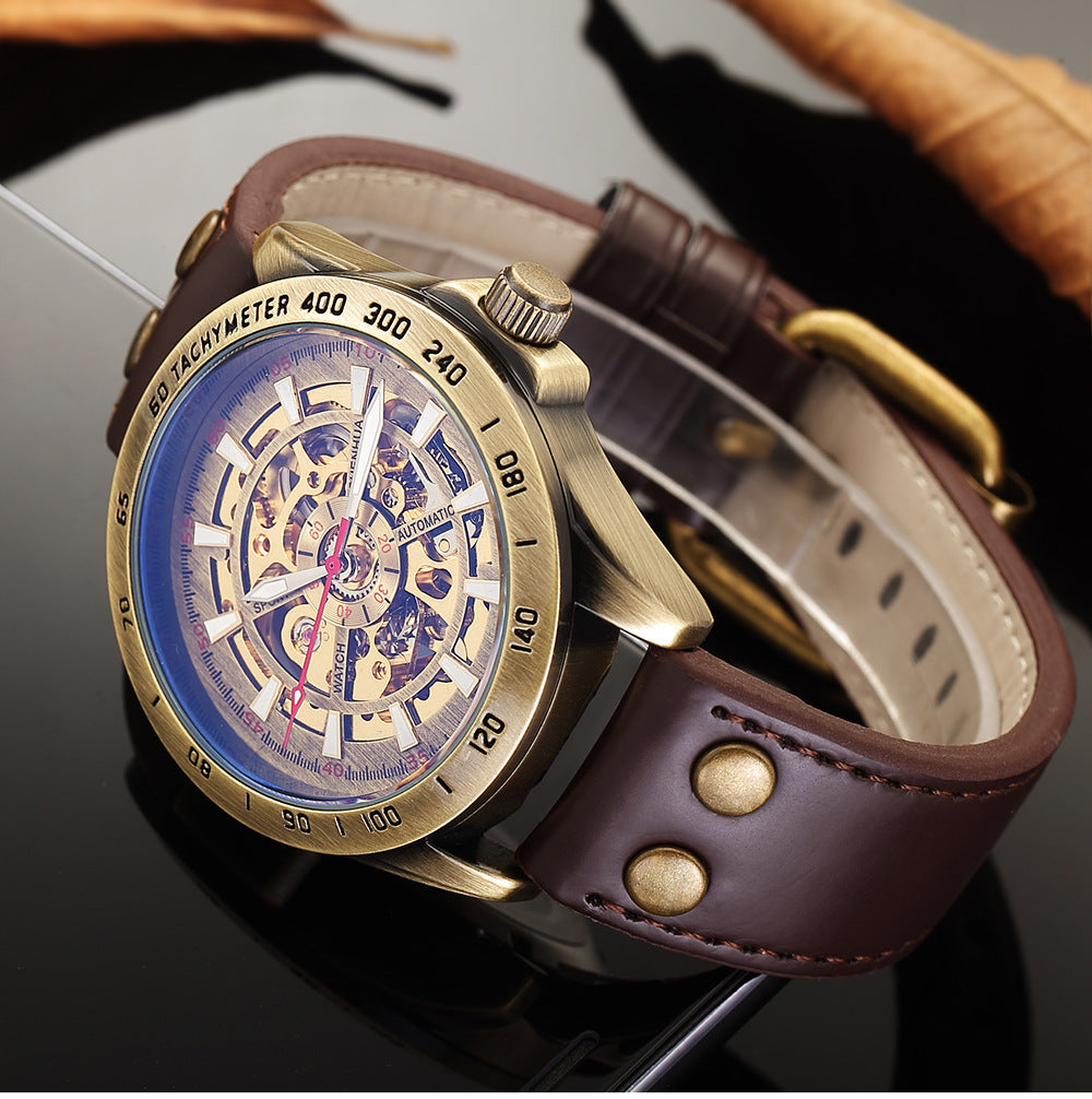 Reloj hueco de la moda de los hombres calientes de la venta del comercio exterior, reloj mecánico automático antiguo
