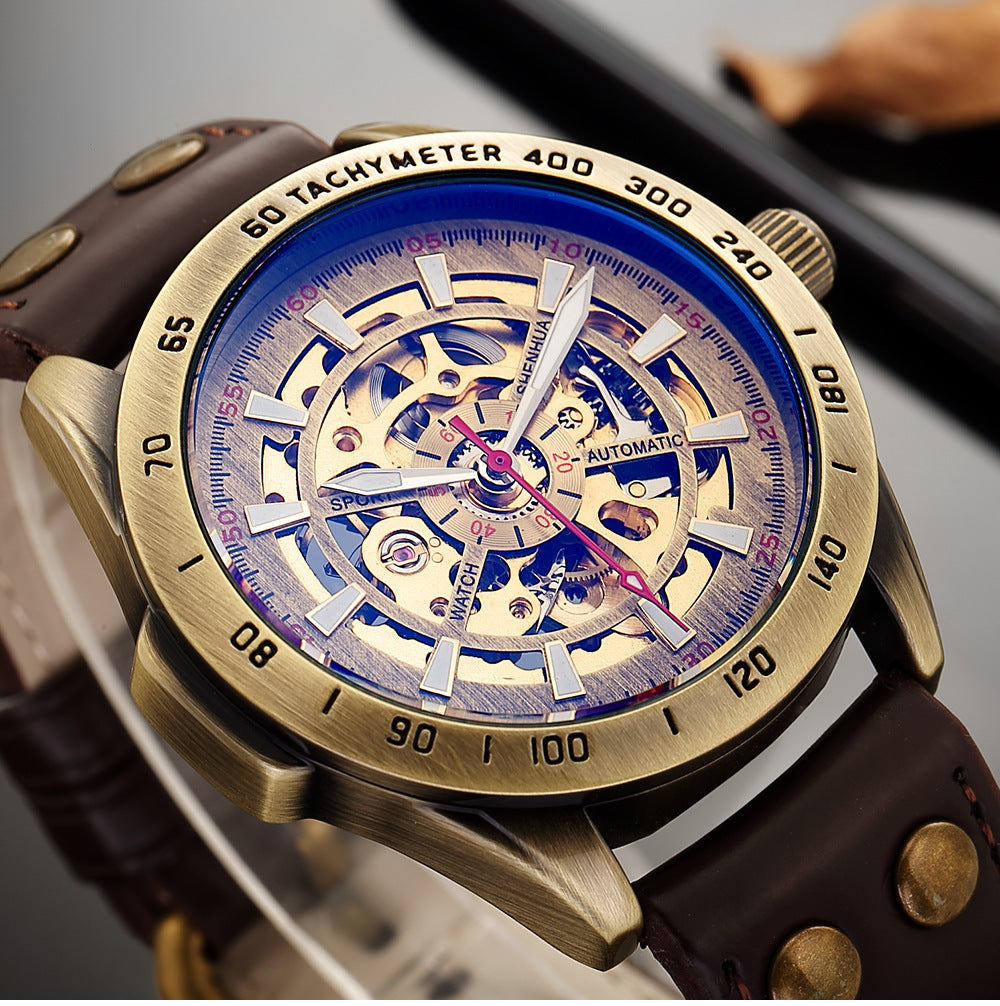 Reloj hueco de la moda de los hombres calientes de la venta del comercio exterior, reloj mecánico automático antiguo