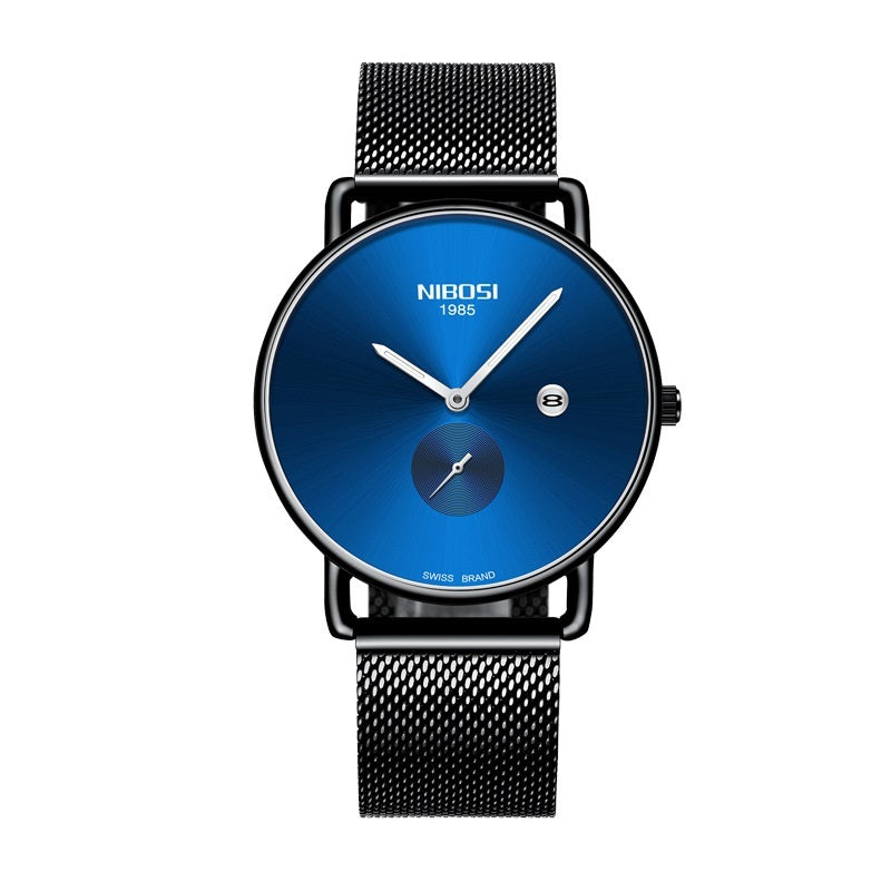 Reloj para hombre, ultrafino, luminoso, resistente al agua, correa de acero inoxidable, reloj de cuarzo para hombre
