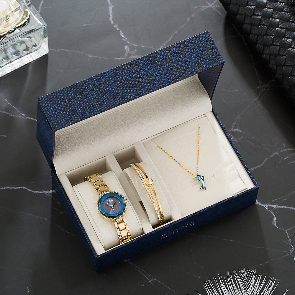 Conjunto de reloj y pulsera de lujo para mujer, regalo para novia