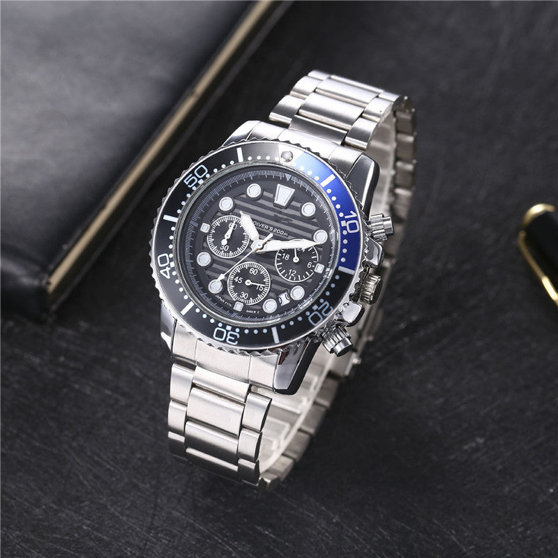 Six-pin Striped Men's Steel Belt Business Tape Casual Quartz Watch