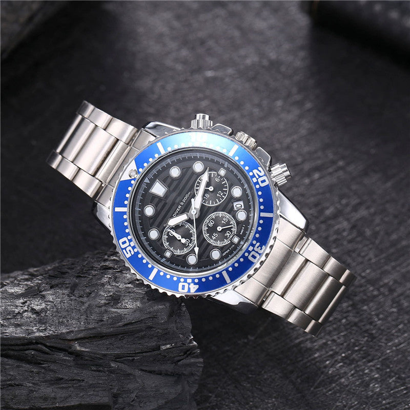 Six-pin Striped Men's Steel Belt Business Tape Casual Quartz Watch