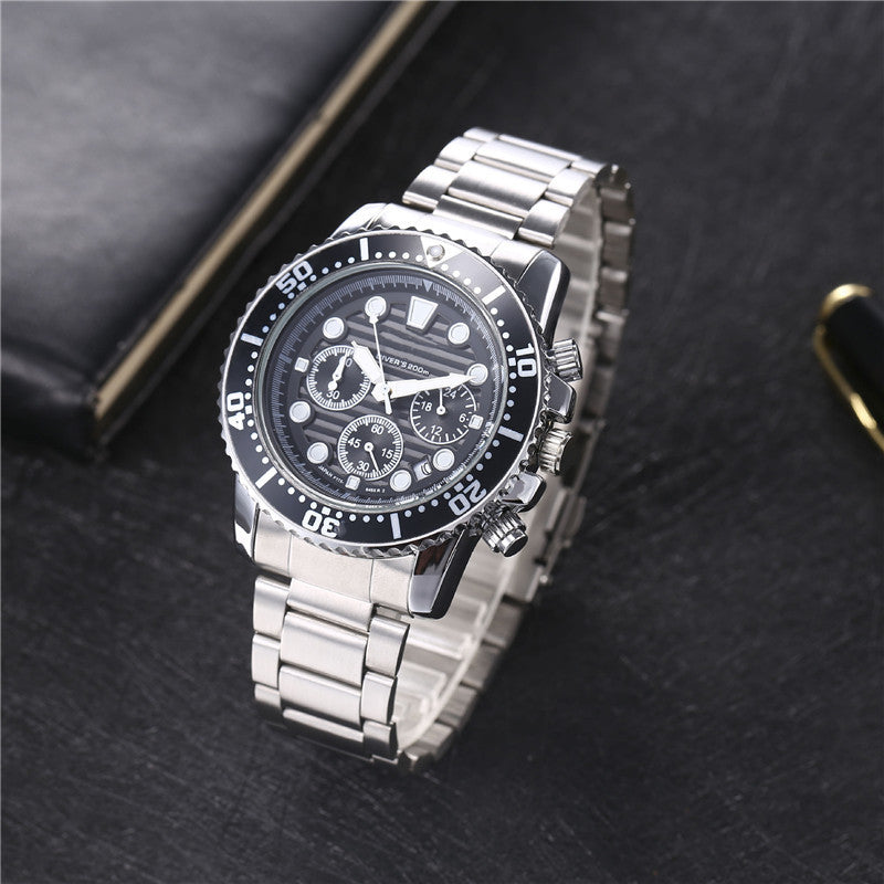 Six-pin Striped Men's Steel Belt Business Tape Casual Quartz Watch