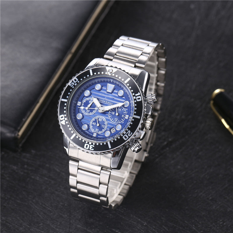 Six-pin Striped Men's Steel Belt Business Tape Casual Quartz Watch