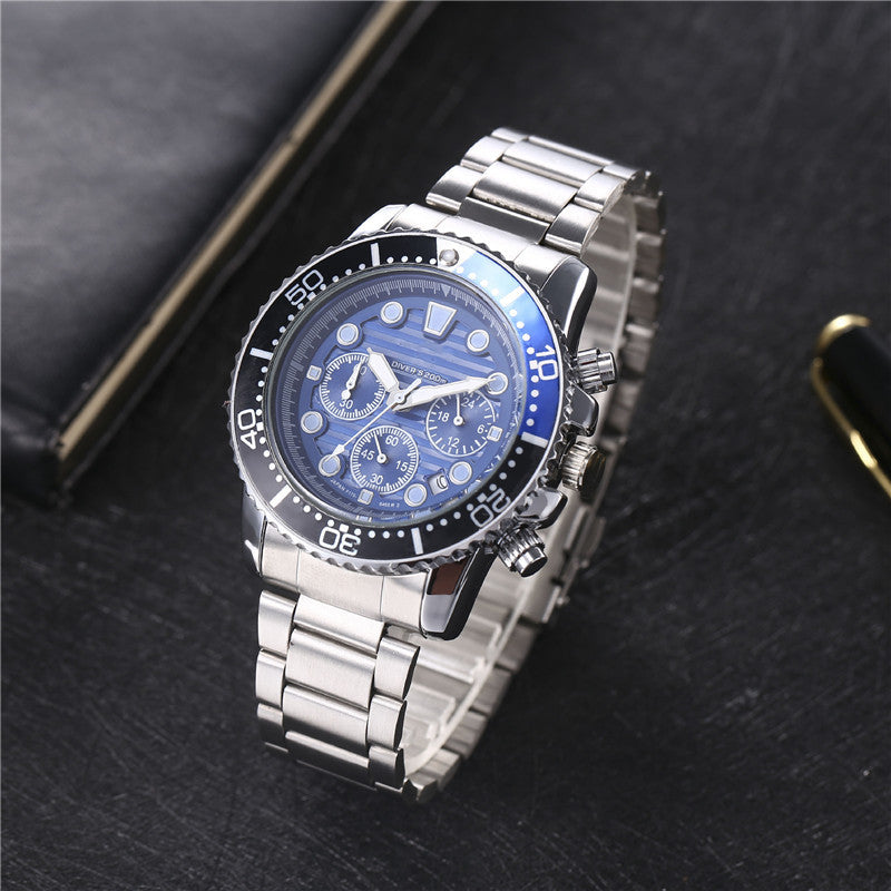 Six-pin Striped Men's Steel Belt Business Tape Casual Quartz Watch