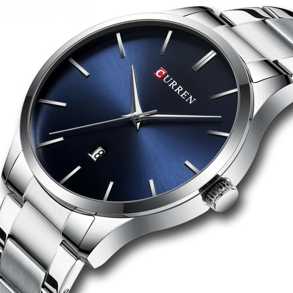 Reloj de cuarzo sencillo con esfera grande para hombre