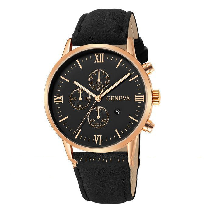 Reloj de cuarzo para hombre, informal, sencillo, con calendario de negocios y correa