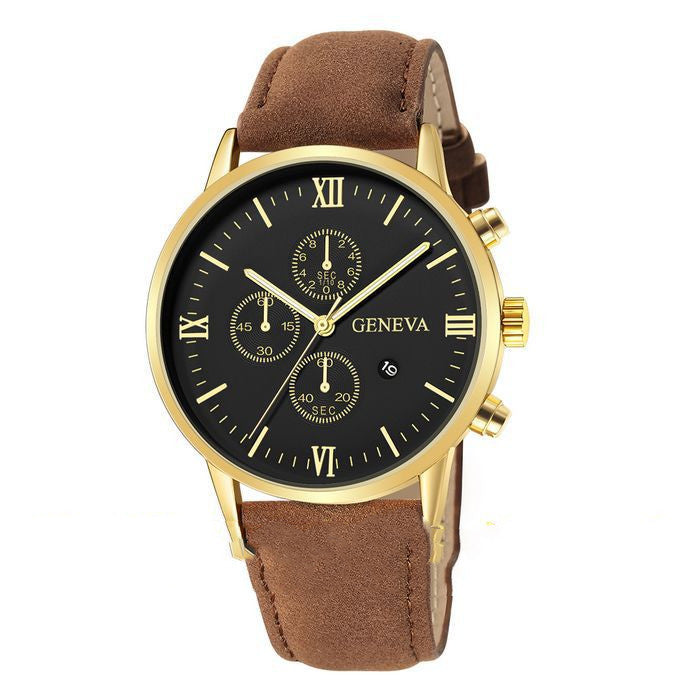 Reloj de cuarzo para hombre, informal, sencillo, con calendario de negocios y correa