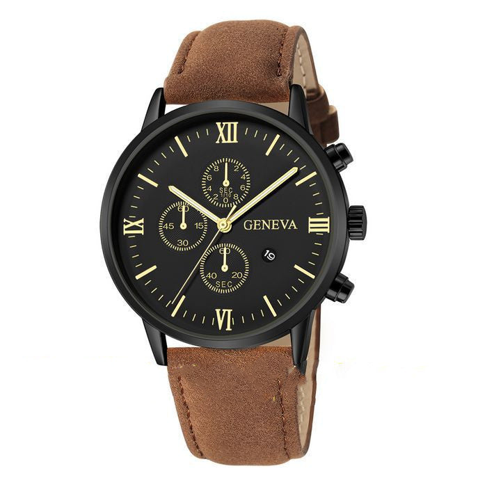 Reloj de cuarzo para hombre, informal, sencillo, con calendario de negocios y correa