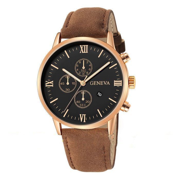 Reloj de cuarzo para hombre, informal, sencillo, con calendario de negocios y correa