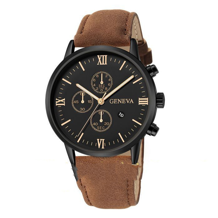 Reloj de cuarzo para hombre, informal, sencillo, con calendario de negocios y correa