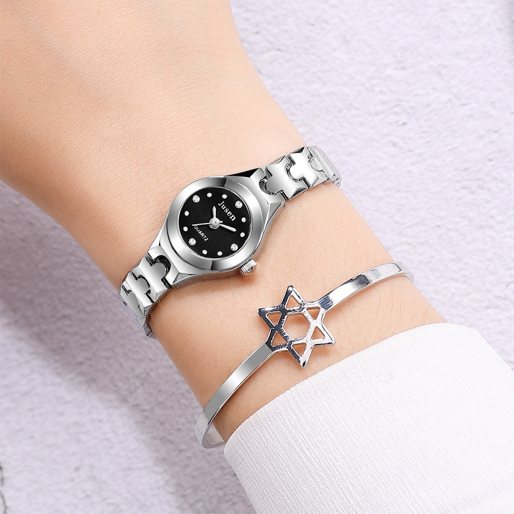 Reloj de pulsera de cuarzo pequeño y fino para mujer