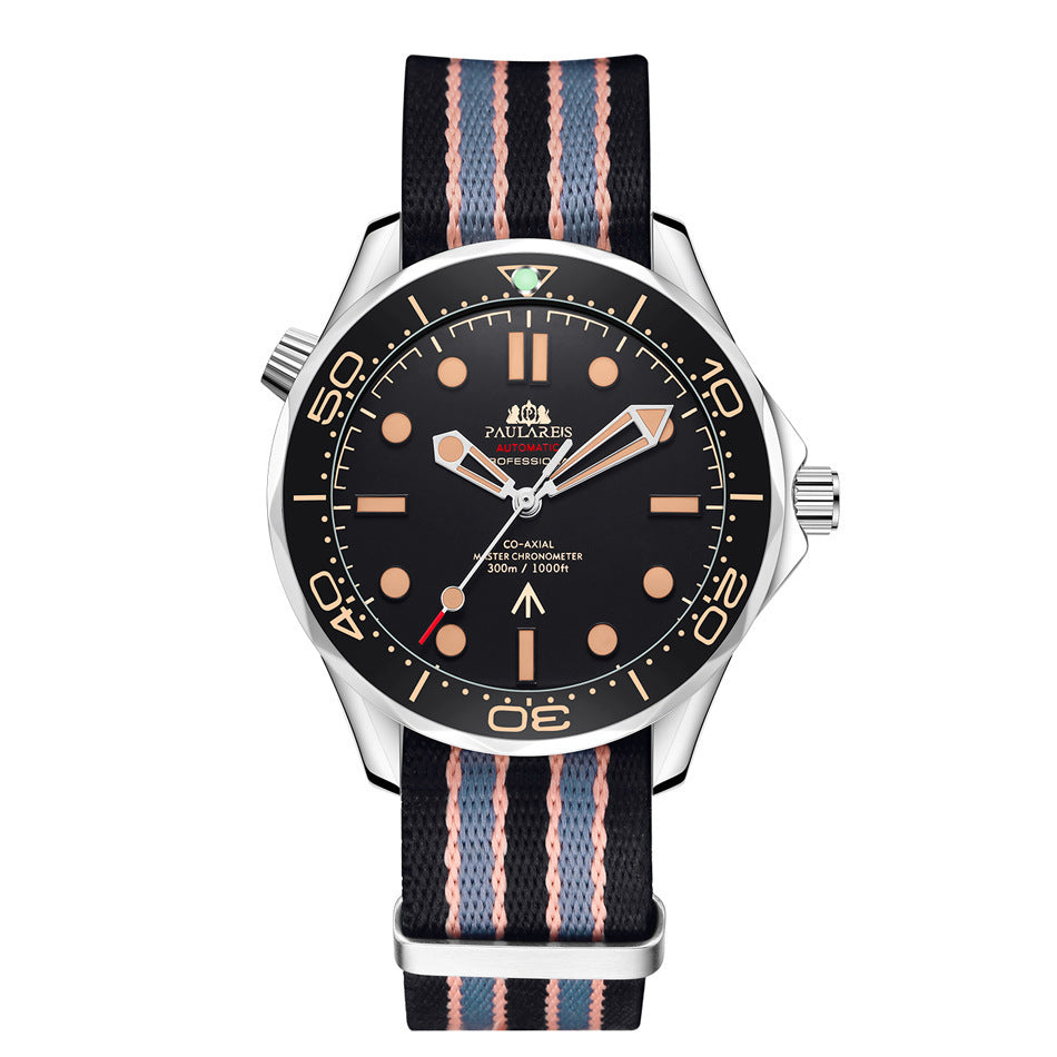 Reloj automático para hombre con correa de malla de acero luminosa mecánica