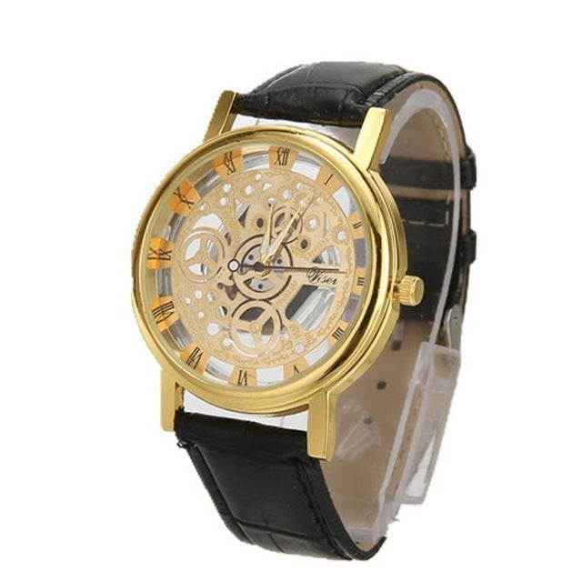 Reloj sencillo hueco transparente con números romanos