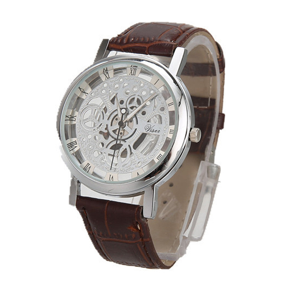 Reloj sencillo hueco transparente con números romanos