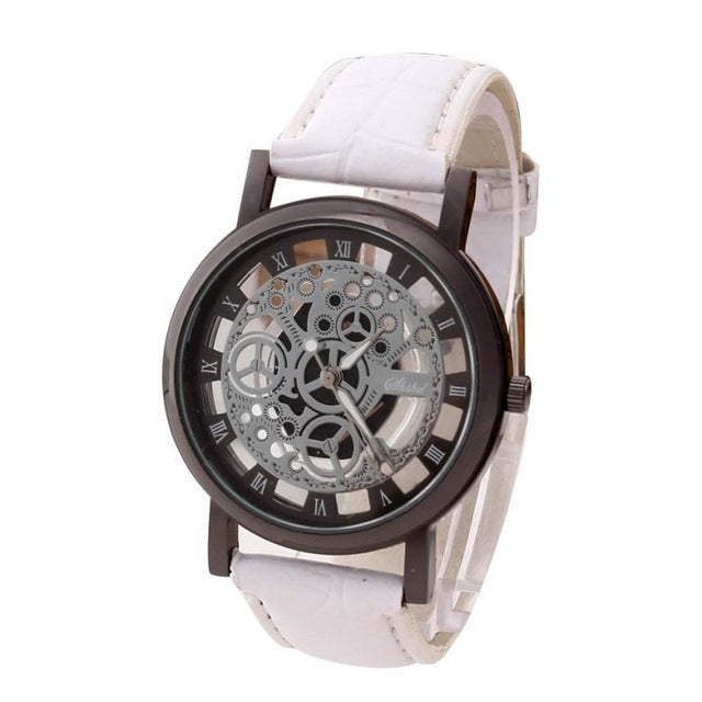 Reloj sencillo hueco transparente con números romanos