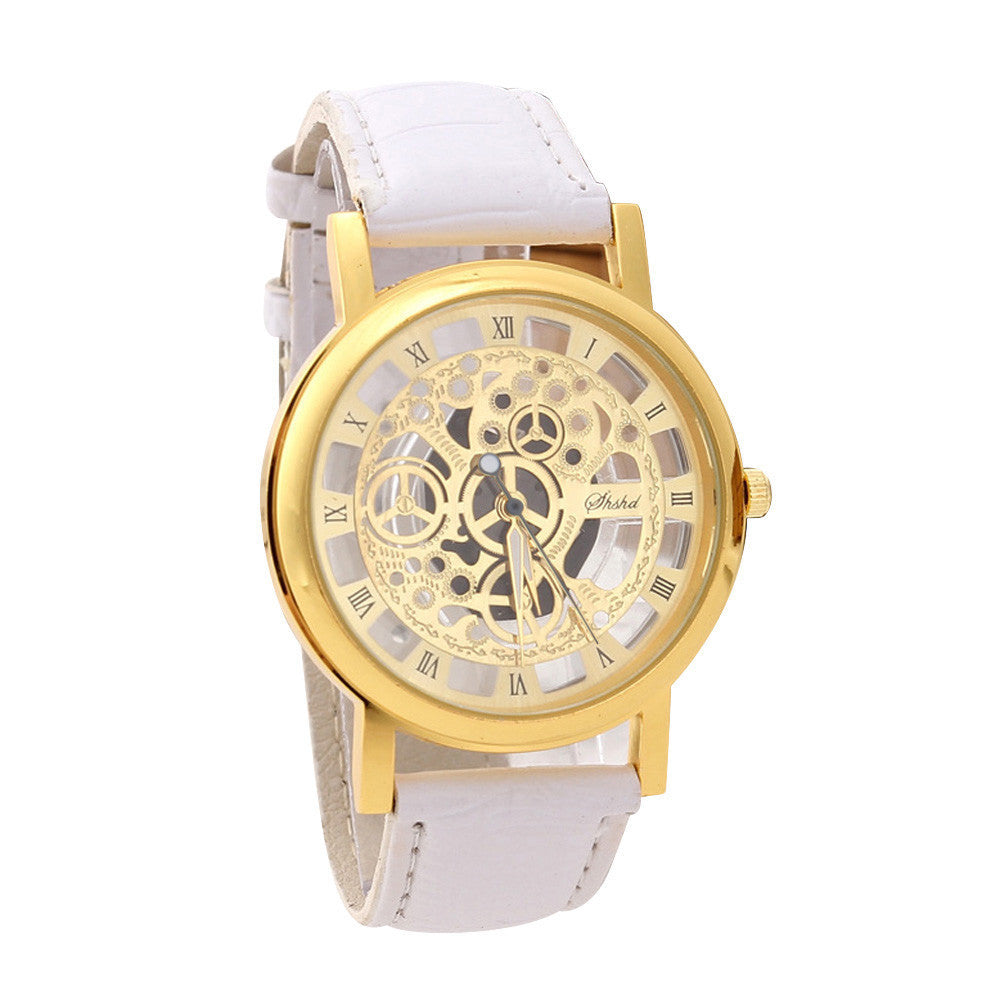 Reloj sencillo hueco transparente con números romanos