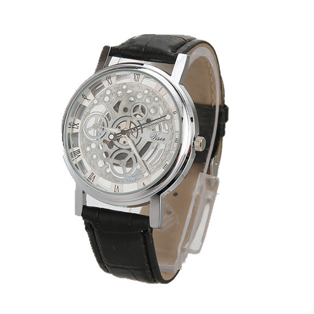 Reloj sencillo hueco transparente con números romanos