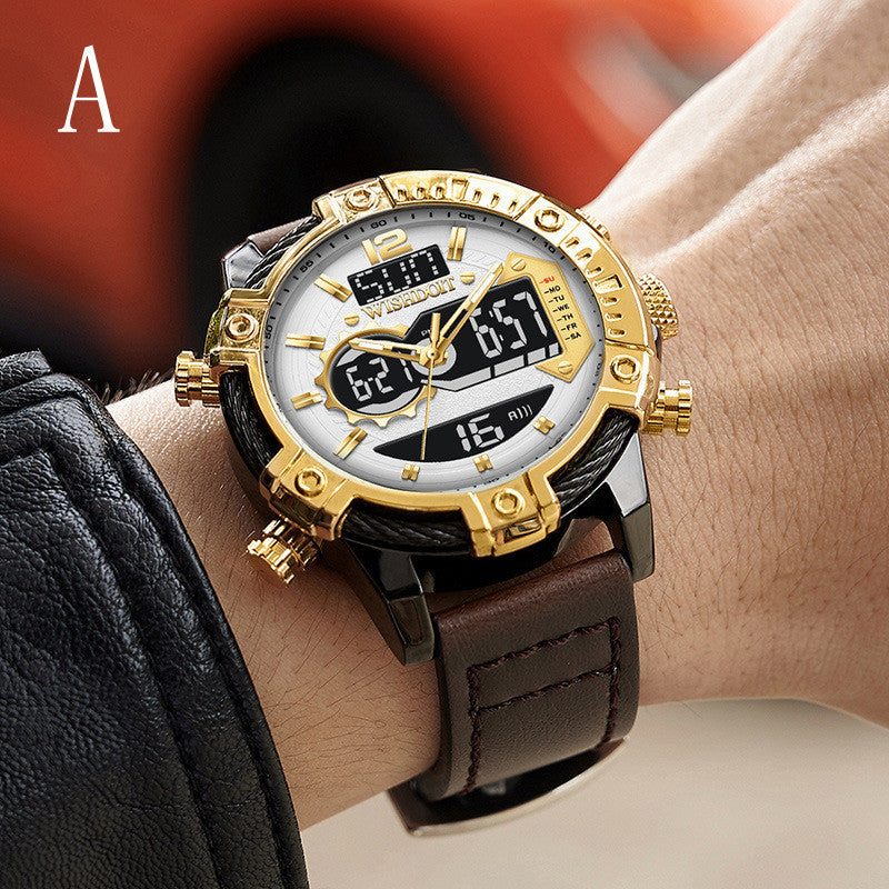 Large Dial Sports Trend Double Display Quartz Watch Waterproof Men's Watch