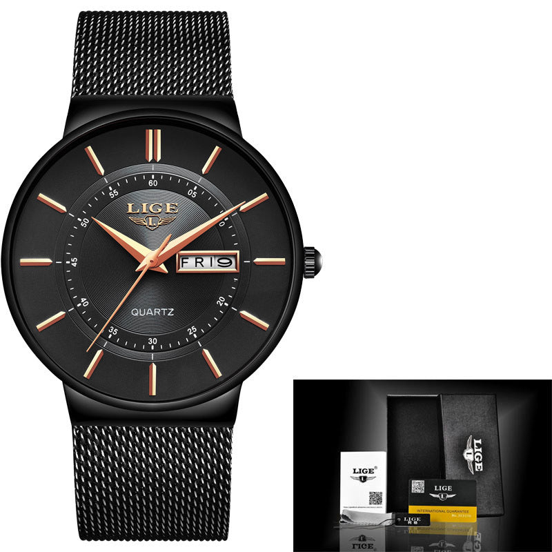 Mesh belt men's watch