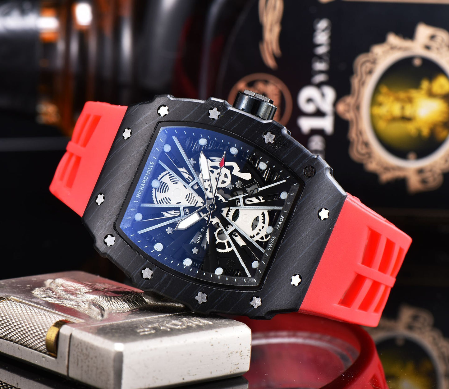 Reloj de cuarzo de silicona con forma de flor hueca