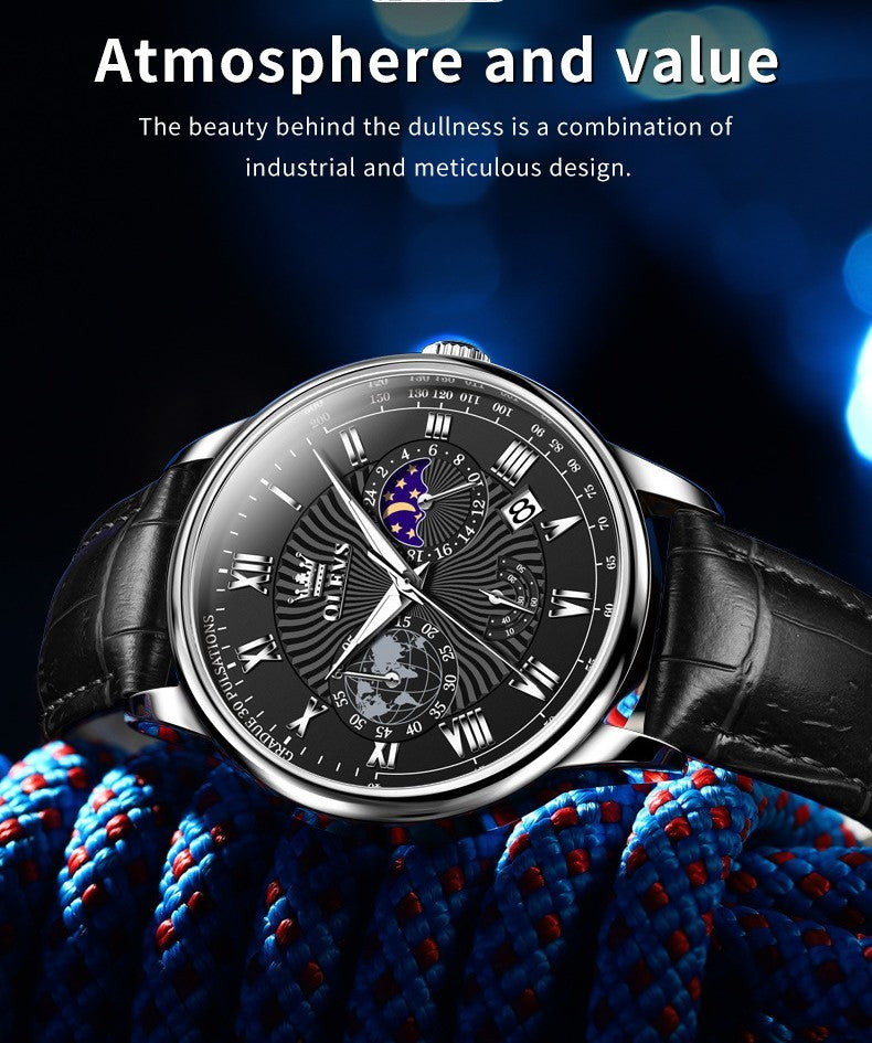 Reloj de cuarzo multifuncional para negocios, luminoso para hombre