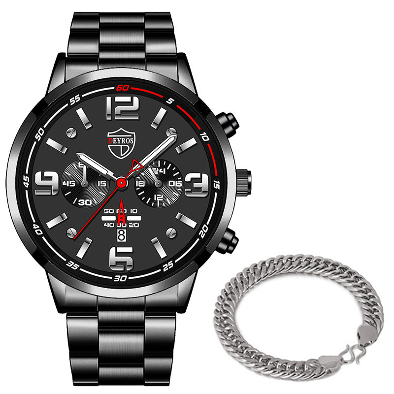 Reloj de cuarzo luminoso con calendario y correa de acero para hombre